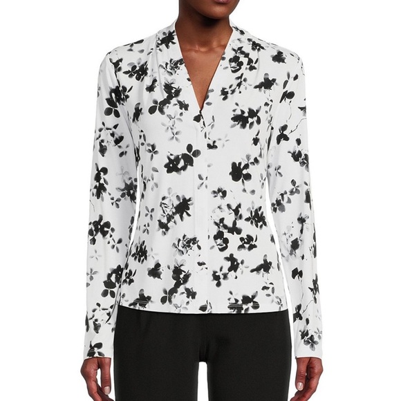 2/$20: Calvin Klein Light Floral Top - Picture 2 of 6